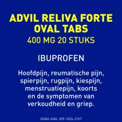 Advil Reliva Forte Oval-Tabs 400 mg Ibuprofen voor Pijn en Koorts 20 stuks