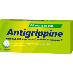 Antigrippine Tabletten met Paracetamol, Coffeïne en Vitamine C 20 Stuks