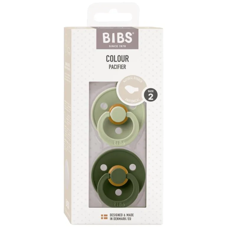 BIBS Anatomische Fopspeen Two Pack Natuurlijk Rubber Sage/Hunter Green Maat 2