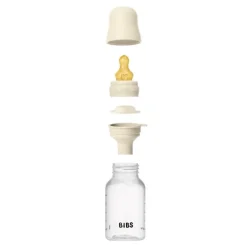 BIBS Babyfles 150 ML Ivory met Latex speen en opvouwbaar trechtertje