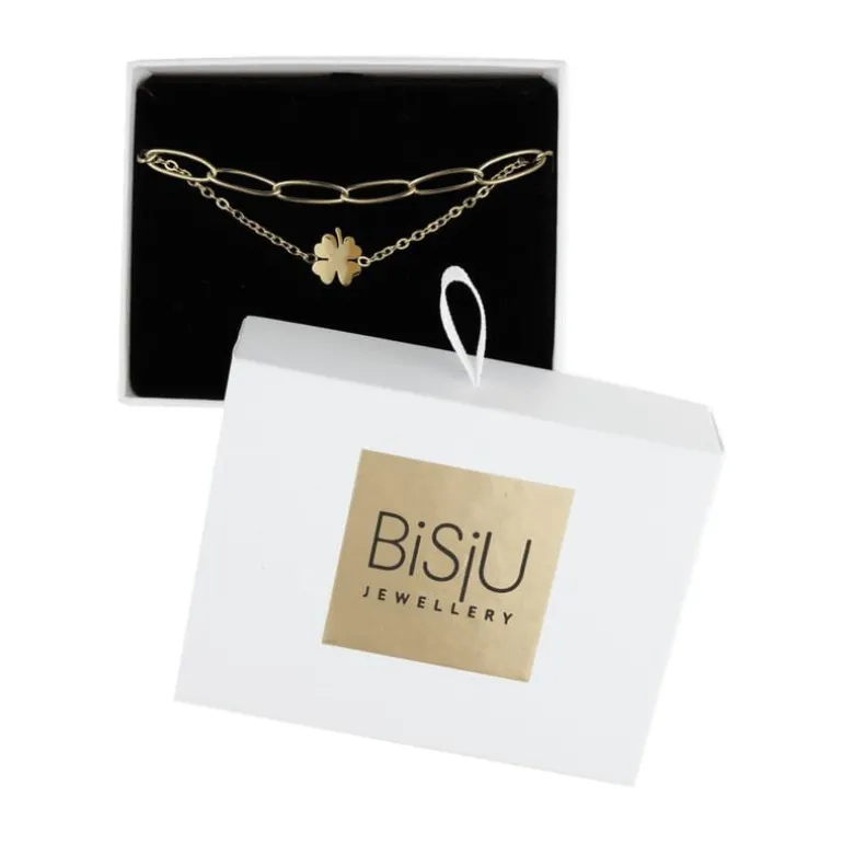 BiSjU Regulier Armband Klaver Groot - Stainless steel