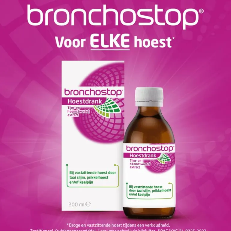 Bronchostop Hoestdrank bij Vastzittende Hoest en Keelpijn 200 ML