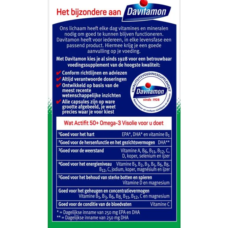 Davitamon Actifit 50+ Omega-3 Visolie Capsules