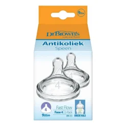 Dr. Brown’s Flesspeen 9+ Maanden Fase 4 Brede Halsfles 2 stuks