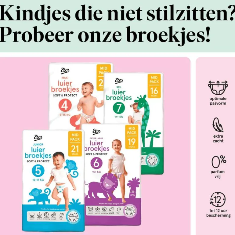 Etos Luiers Junior Maat 5 11-16 kg Value Pack 38 stuks