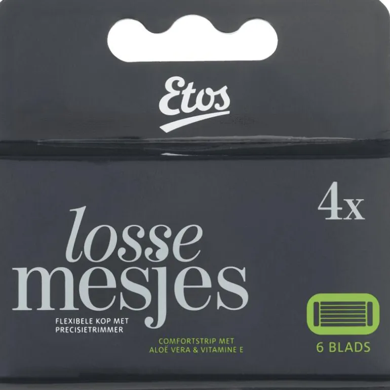 Etos Scheermes Man Navul 6 Blads Zwart 4 stuks