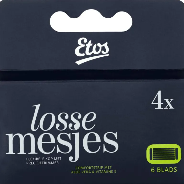 Etos Scheermes Man Navul 6 Blads Zwart 4 stuks
