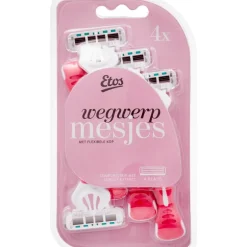 Etos Wegwerpmesjes 4-Blads Roze 4 stuks