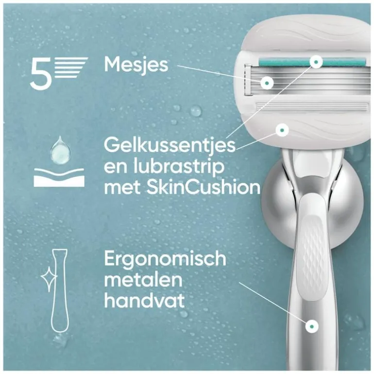 Gillette Venus Pro ComfortGlide Sensitive Scheersysteem 5 Blades + 1 Navulmesjes