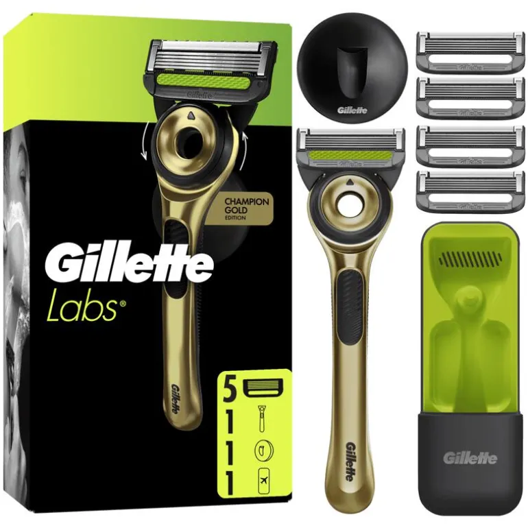 GilletteLabs Scheersysteem Champion Gold met 5 Navulmesjes
