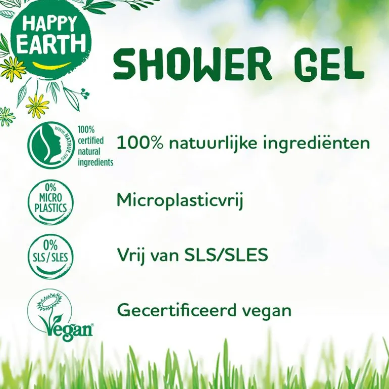 Happy Earth 100% Natuurlijke Shower Gel Rose Petitgrain