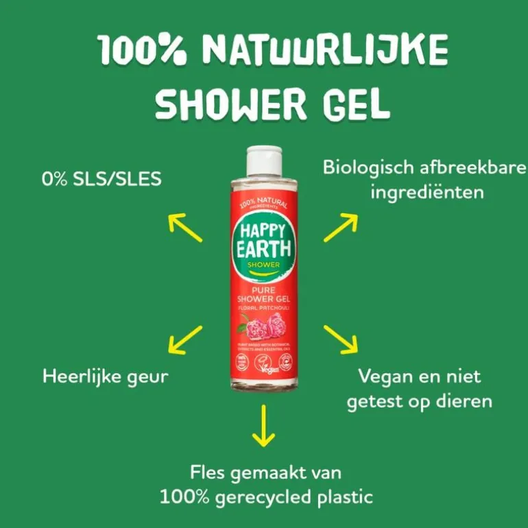 Happy Earth 100% Natuurlijke Shower Gel Floral Patchouli