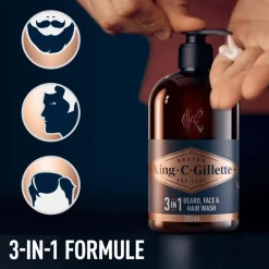 King C. Gillette 3-in-1 Baard En Gezichtsreiniger 350 ML