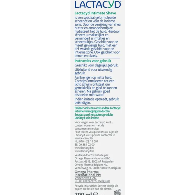 Lactacyd Intimate Shave Scheerlotion voor de Intieme Zone 200 ML