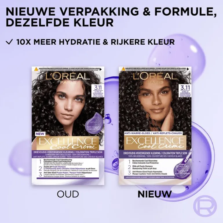 L'Oréal Paris Excellence Cool Creams Permanente Haarverf 3.11 Ultra As Donkerbruin