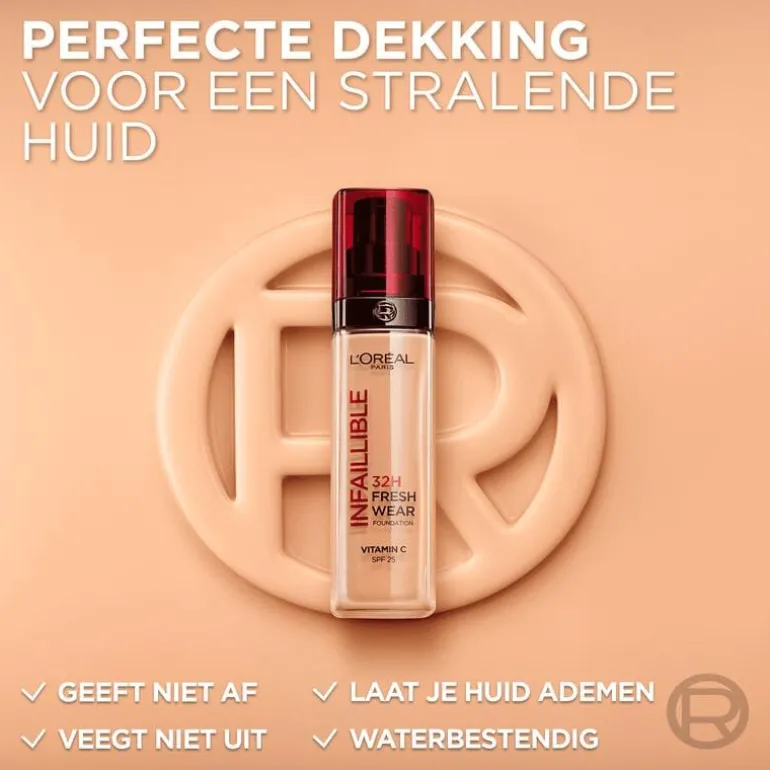 L'Oréal Paris Infaillible 32HR Fresh Wear 365 Deep Gold Foundation met SPF25 30 ML