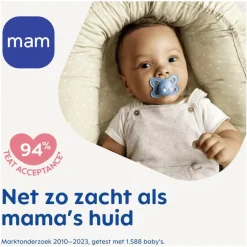 MAM Original Fopspenen Plain Blue 0-6 maanden 2 stuks