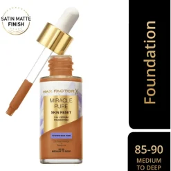 Max Factor Miracle Pure Serum Foundation 85-90 Medium To Deep 30 ML