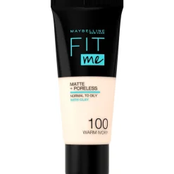 Maybelline New York Fit Me Matte + Poreless Foundation 100 Warm Ivory 30 ML