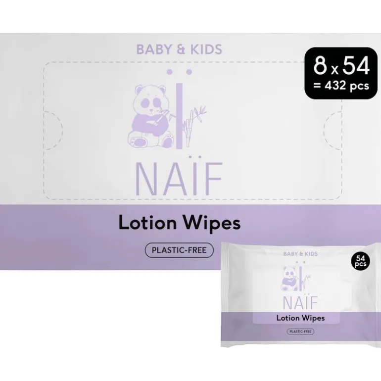 Naïf Plasticvrije Lotion Billendoekjes 8x54 stuks