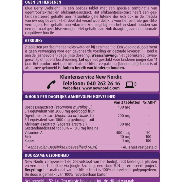 New Nordic Blue Berry Eyebright Tabletten