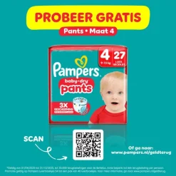 Pampers Baby Dry Pants Luierbroekjes Maat 4 9-15 KG 27 Stuks