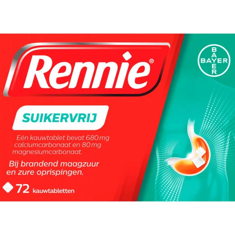 Rennie Suikervrij Kauwtabletten Bij Brandend Maagzuur 72 Stuks