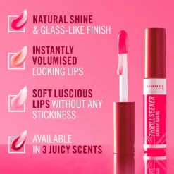 Rimmel London Thrill Seeker Glassy Gloss Lipgloss 150 Pink Candy 10 ML