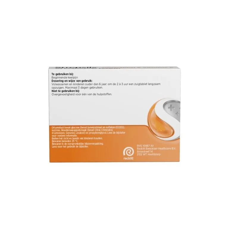 Strepsils Sinaasappel & Vitamine C Zuigtabletten 24 Stuks