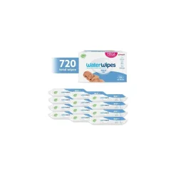 WaterWipes Billendoekjes Plasticvrij Gevoelige Huid Voordeeldoos 12x60 stuks