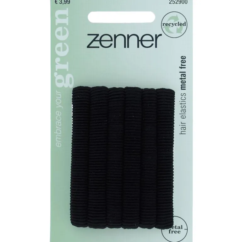 Zenner Haarelastiek Recycled Polyester/Organic Cotton Zwart 6 stuks